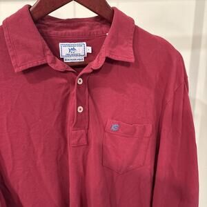 Southern Tide Beachside Polo Trim Fit Long Sleeve – Red (L)